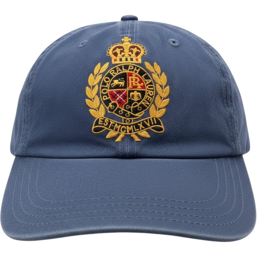 Polo Ralph Lauren Vintage Crest Baseball Cap Blue Cotton Made in USA Hat